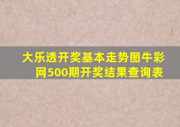 大乐透开奖基本走势图牛彩网500期开奖结果查询表