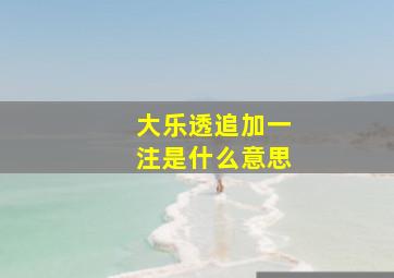 大乐透追加一注是什么意思