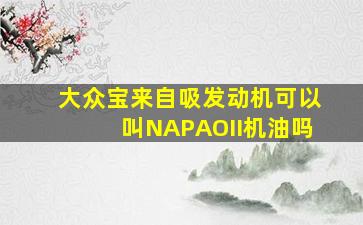 大众宝来自吸发动机可以叫NAPAOII机油吗