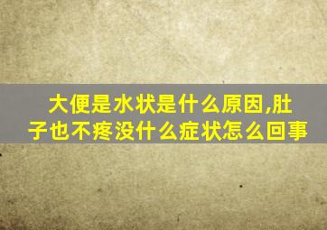 大便是水状是什么原因,肚子也不疼没什么症状怎么回事