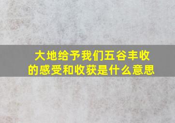 大地给予我们五谷丰收的感受和收获是什么意思