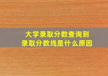 大学录取分数查询到录取分数线是什么原因