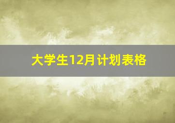 大学生12月计划表格