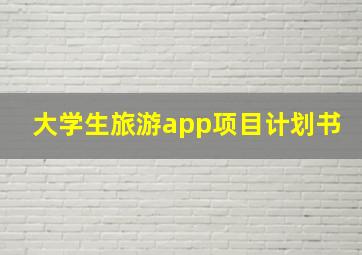 大学生旅游app项目计划书