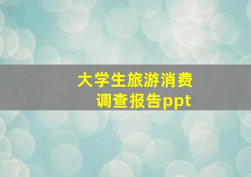 大学生旅游消费调查报告ppt