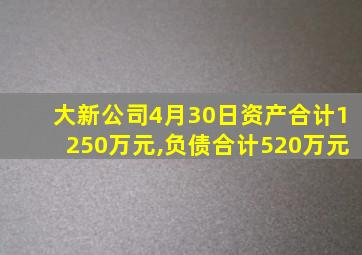 大新公司4月30日资产合计1250万元,负债合计520万元