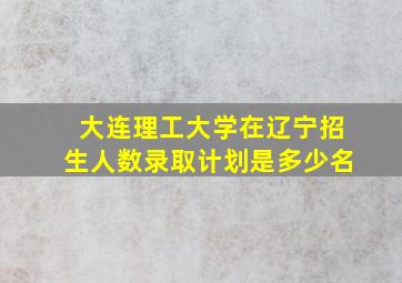 大连理工大学在辽宁招生人数录取计划是多少名