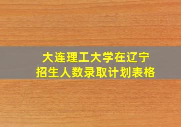 大连理工大学在辽宁招生人数录取计划表格