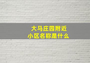 大马庄园附近小区名称是什么