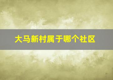 大马新村属于哪个社区