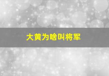 大黄为啥叫将军