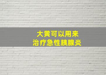 大黄可以用来治疗急性胰腺炎