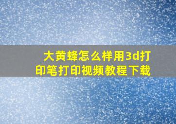 大黄蜂怎么样用3d打印笔打印视频教程下载