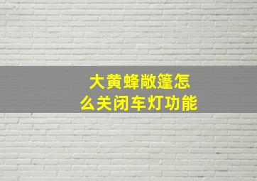 大黄蜂敞篷怎么关闭车灯功能