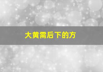 大黄需后下的方