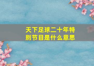 天下足球二十年特别节目是什么意思