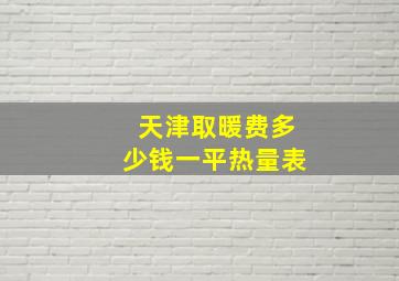 天津取暖费多少钱一平热量表