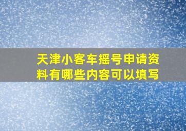 天津小客车摇号申请资料有哪些内容可以填写