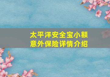 太平洋安全宝小额意外保险详情介绍