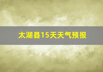 太湖县15天天气预报