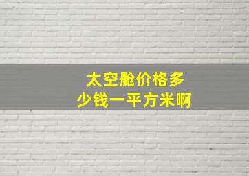 太空舱价格多少钱一平方米啊