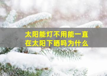 太阳能灯不用能一直在太阳下晒吗为什么