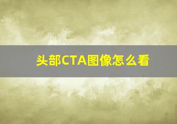 头部CTA图像怎么看