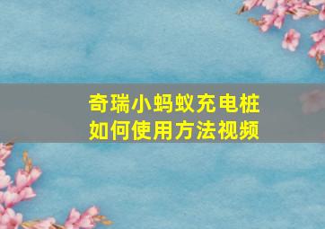 奇瑞小蚂蚁充电桩如何使用方法视频