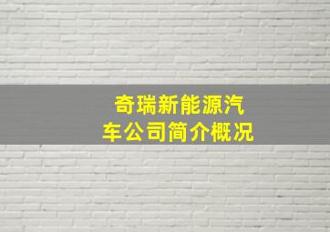 奇瑞新能源汽车公司简介概况