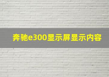 奔驰e300显示屏显示内容