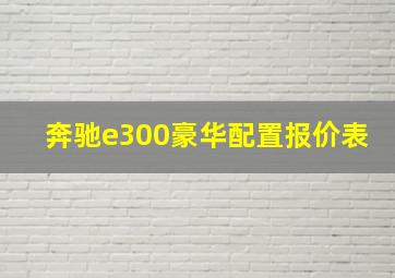 奔驰e300豪华配置报价表