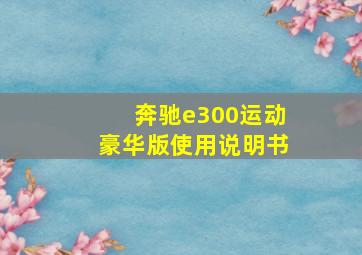 奔驰e300运动豪华版使用说明书