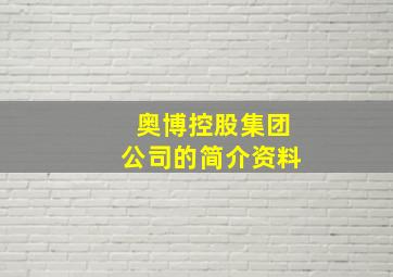 奥博控股集团公司的简介资料