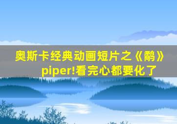 奥斯卡经典动画短片之《鹬》piper!看完心都要化了