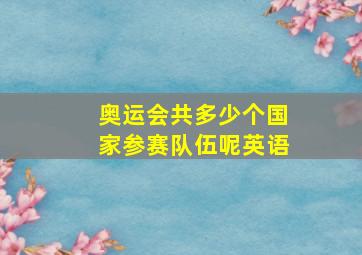 奥运会共多少个国家参赛队伍呢英语