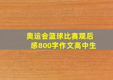 奥运会篮球比赛观后感800字作文高中生