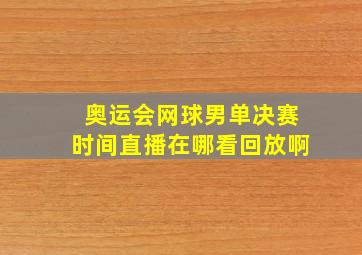 奥运会网球男单决赛时间直播在哪看回放啊