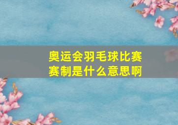 奥运会羽毛球比赛赛制是什么意思啊