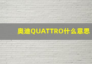 奥迪QUATTRO什么意思