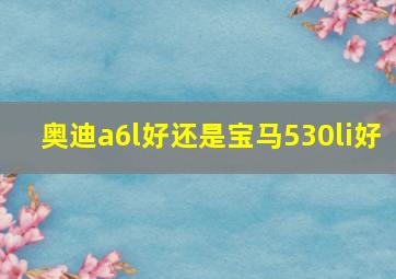 奥迪a6l好还是宝马530li好