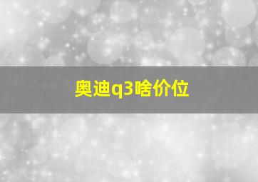 奥迪q3啥价位