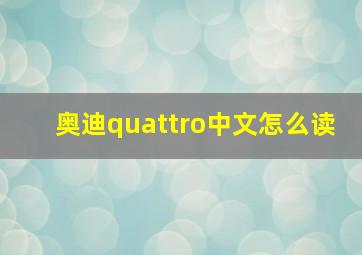 奥迪quattro中文怎么读