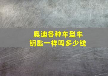 奥迪各种车型车钥匙一样吗多少钱