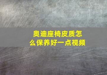 奥迪座椅皮质怎么保养好一点视频