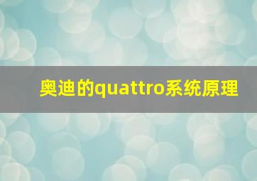 奥迪的quattro系统原理