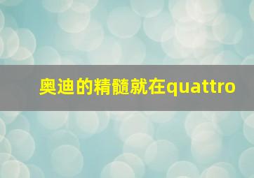 奥迪的精髓就在quattro