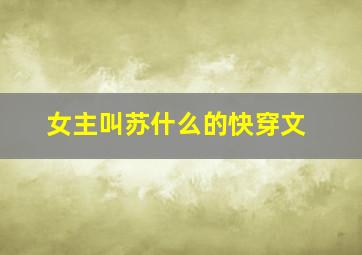 女主叫苏什么的快穿文