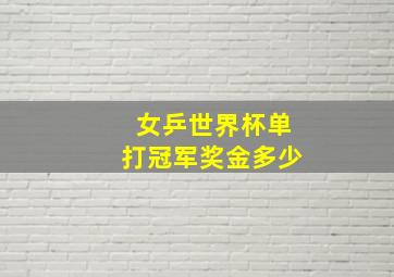 女乒世界杯单打冠军奖金多少