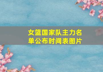 女篮国家队主力名单公布时间表图片