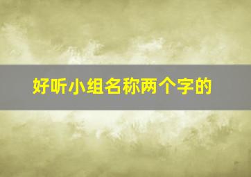 好听小组名称两个字的